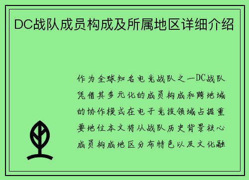 DC战队成员构成及所属地区详细介绍